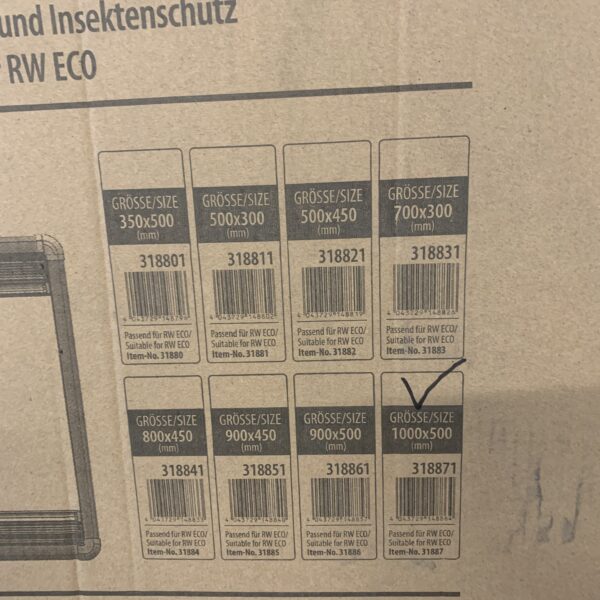 Carbest Innenrahmen für RW ECO mit Insektenschutz und Verdunklungssysteme 1000x500mm