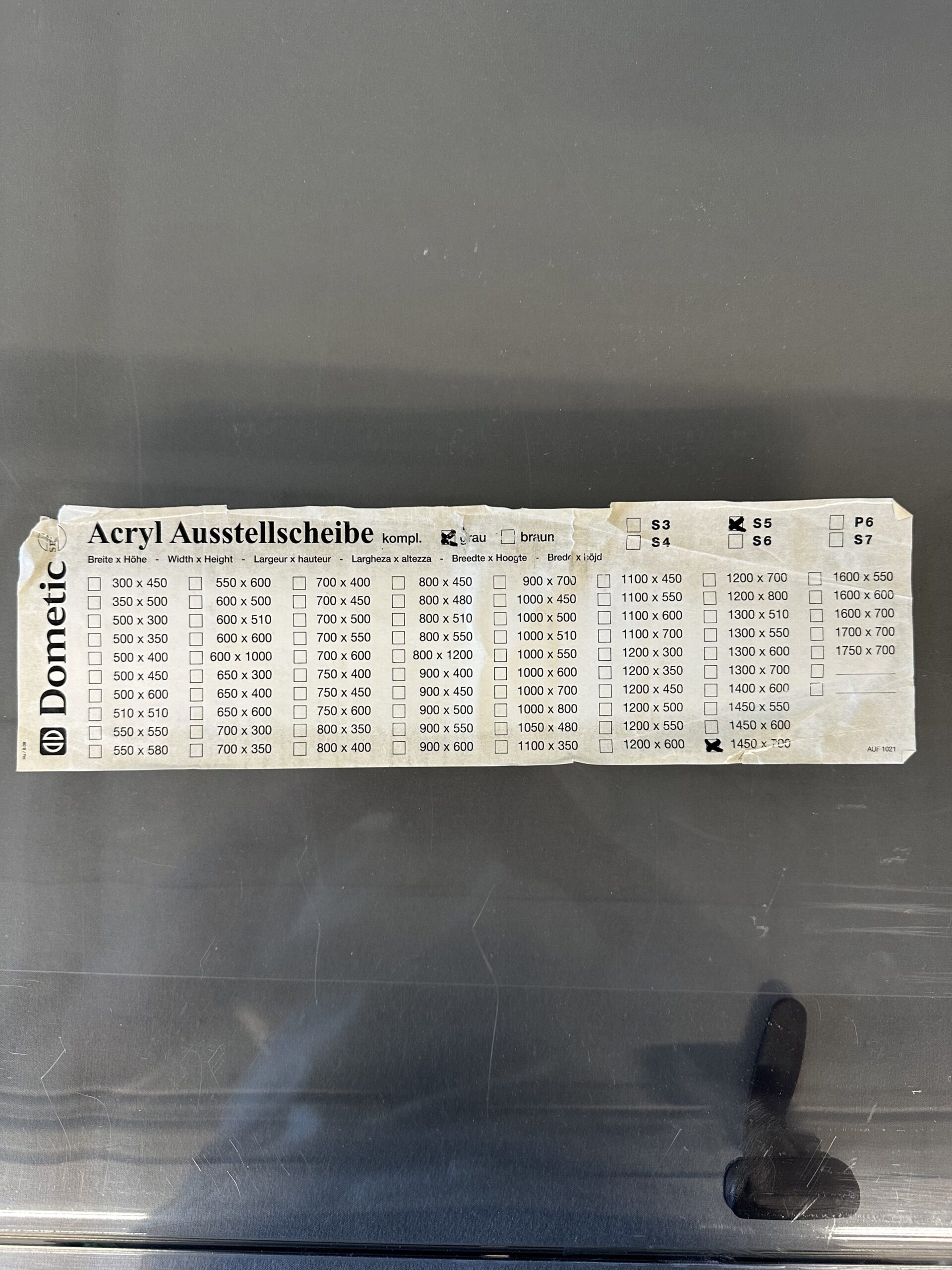 Ersatzscheibe für Dometic S4/S5 Fenster 1450x700mm Neu