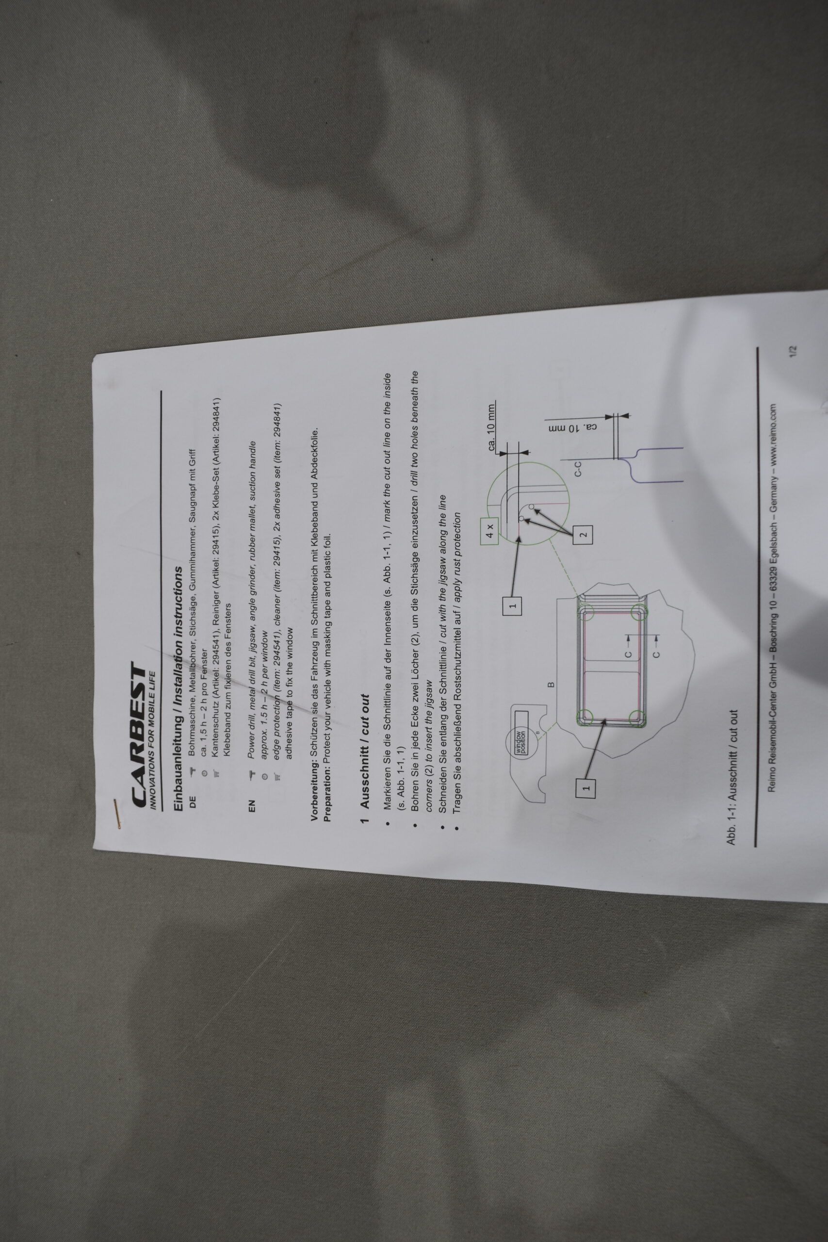 Carbest Schiebefenster T5 / T6 1135x585 mm schwarz
