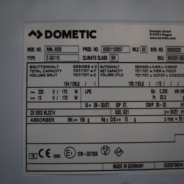 Dometic Kühlschrank RML 9335 TYPE C40/110