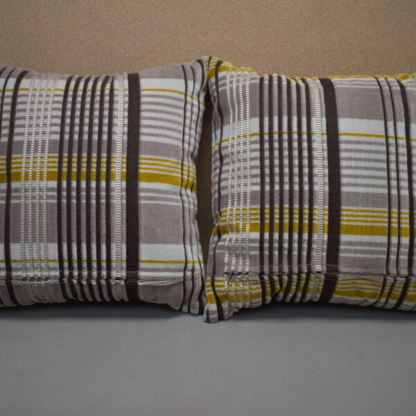 Niesmann & Bischoff Kissen Zierkissen kariert Hellgrau Senfgelb Schwarz Weiß Samt 280x280mm