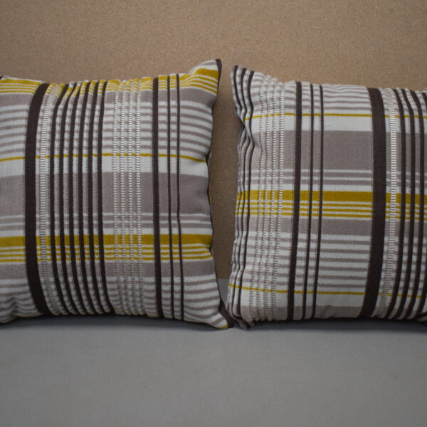 Niesmann & Bischoff Kissen Zierkissen kariert Hellgrau Senfgelb Schwarz Weiß Samt 280x280mm