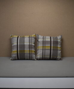 Niesmann & Bischoff Kissen Zierkissen kariert Hellgrau Senfgelb Schwarz Weiß Samt 280x280mm