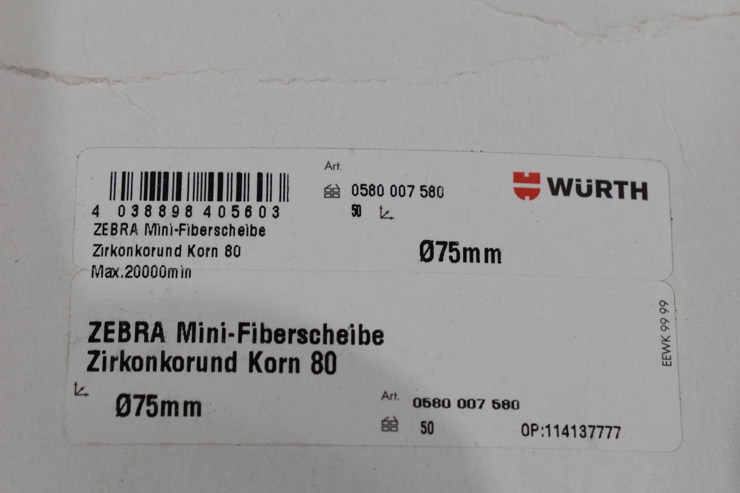 Zebra Mini-Fiberscheibe Zirkonkorund Korn 80