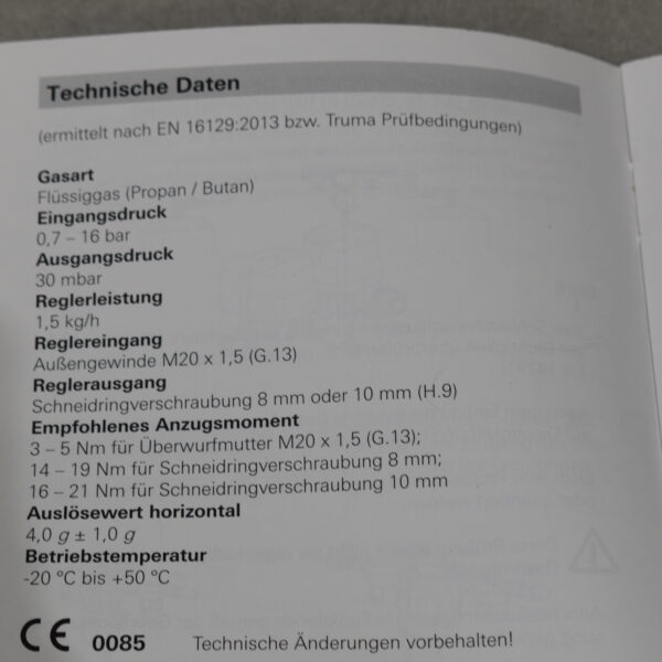 Truma Gasdruckregler Duo Control CS horizontal