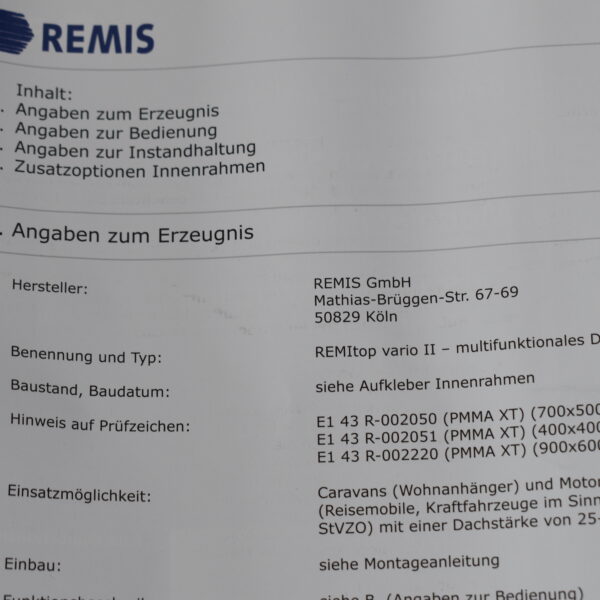 Remis Dachhaube 900x600mm