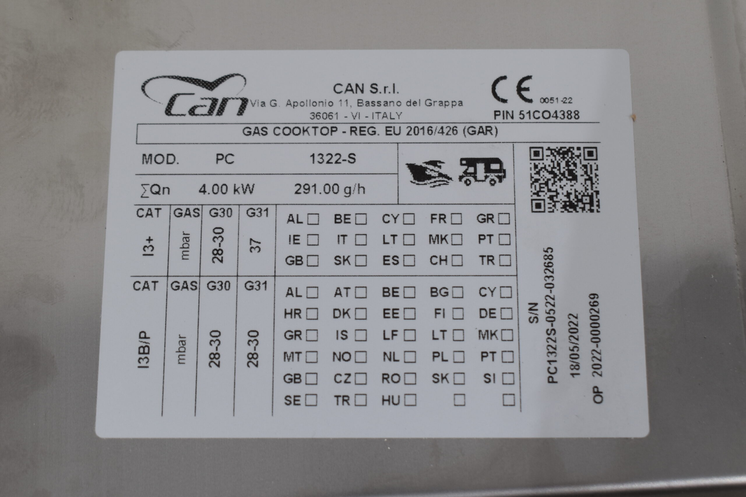 Can PC1322 Edelstahl Gaskocher 2-flammig