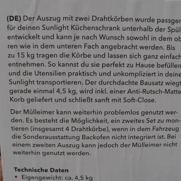 Sunlight Küchenauszug inklusive zwei Drahtkörbe