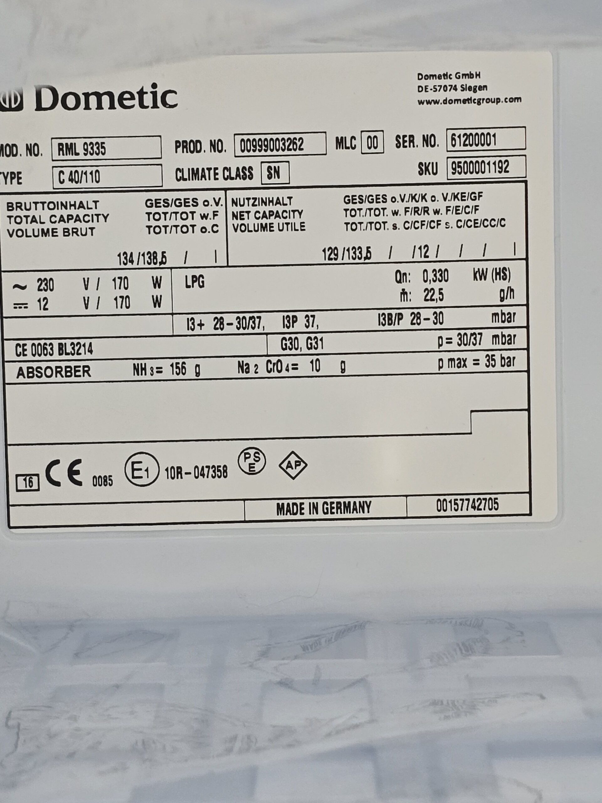 Dometic RML9335 Absorber Kühlschrank – Bild 6